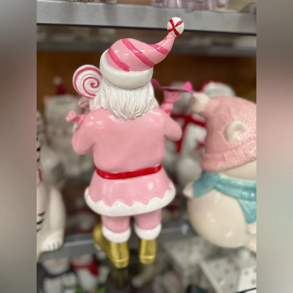 Pink Santa Holding Macarons Peppermint Square - Picture 2 of 2